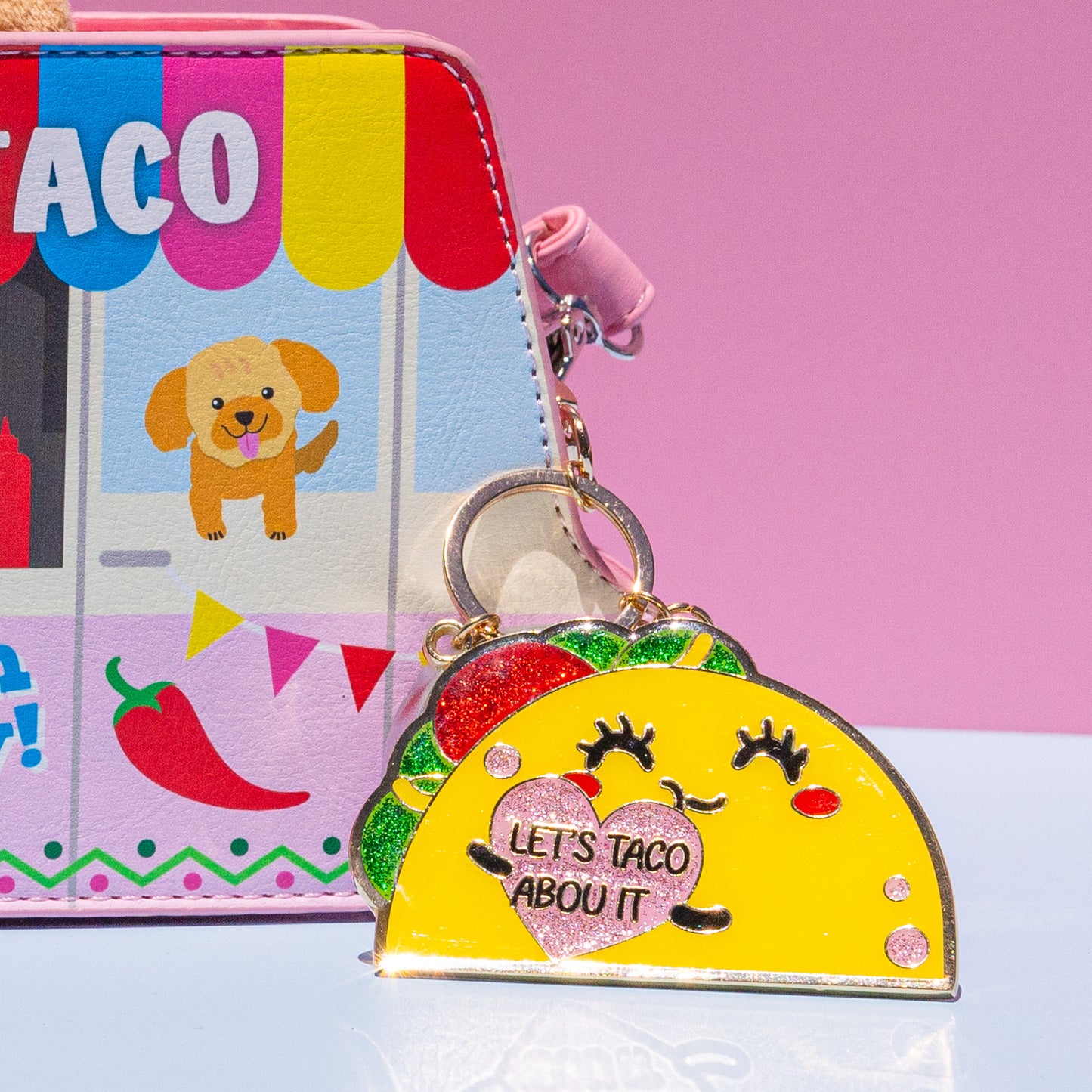 Glitter Metal Keychain -Taco