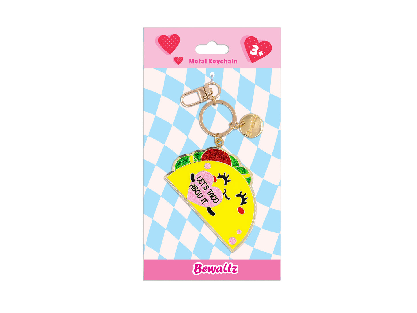 Glitter Metal Keychain -Taco