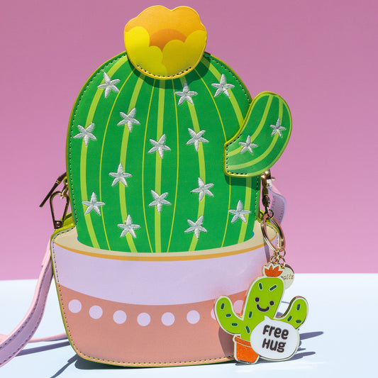 Glitter Metal Keychain - Cactus