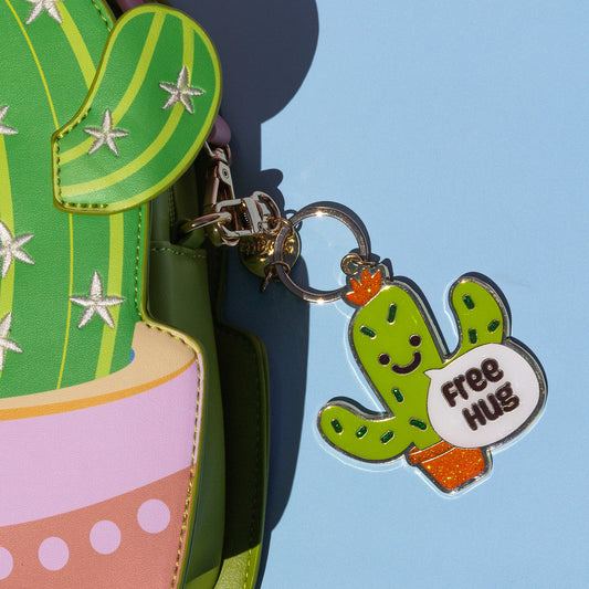 Glitter Metal Keychain - Cactus