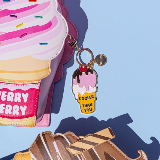 Glitter Metal Keychain - Ice Cream Cone