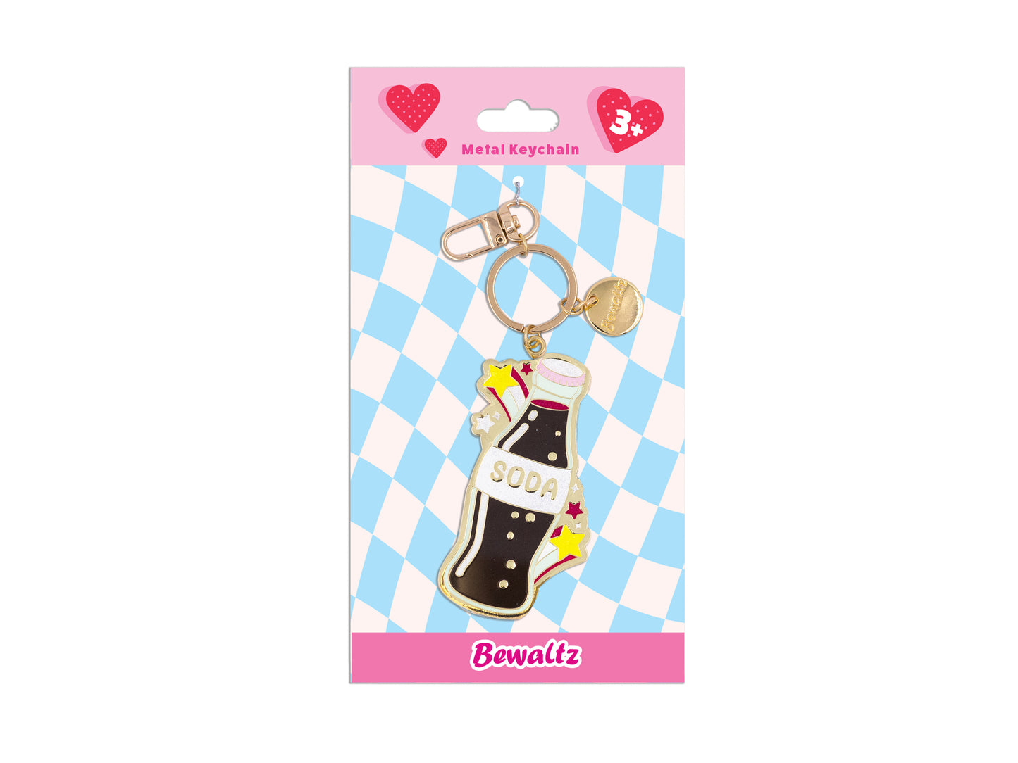 Glitter Metal Keychain - Soda Bottle