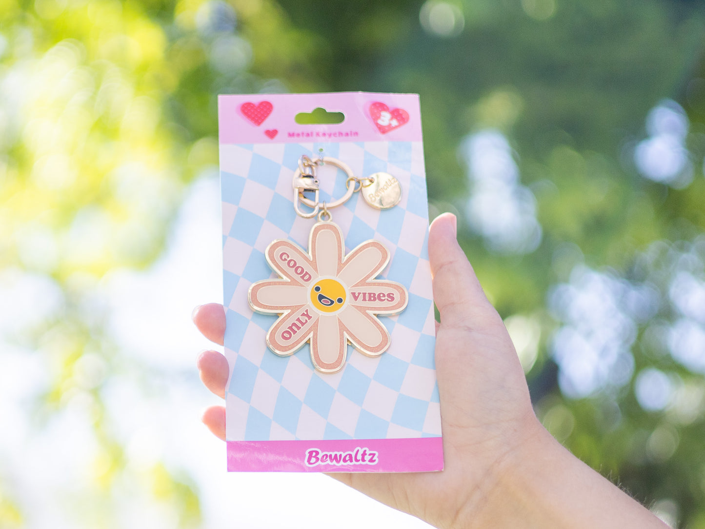 Glitter Metal Keychain - Daisy