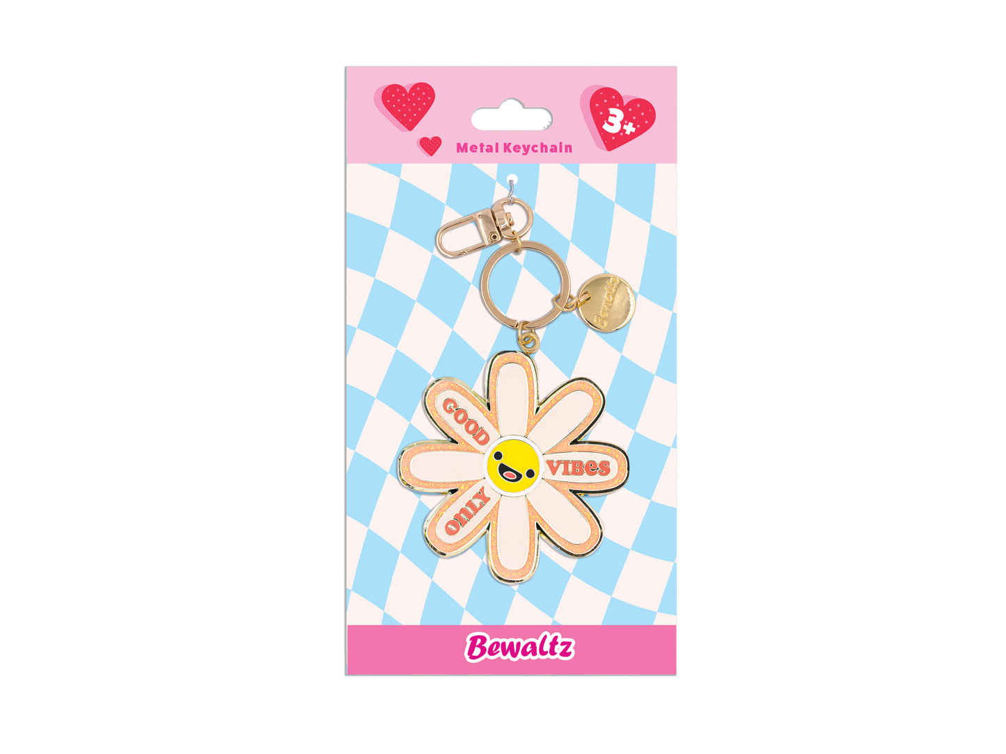 Glitter Metal Keychain - Daisy