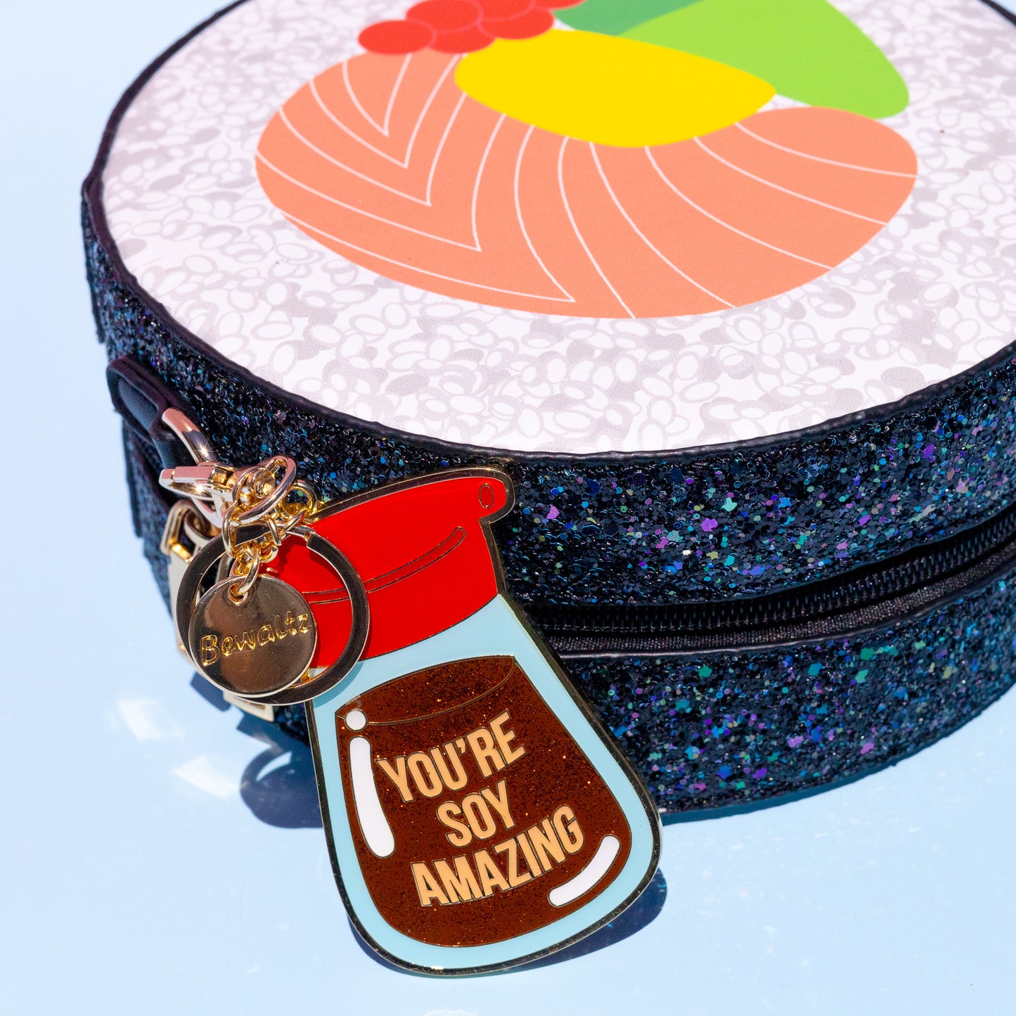 Glitter Metal Keychain -Soy Sauce