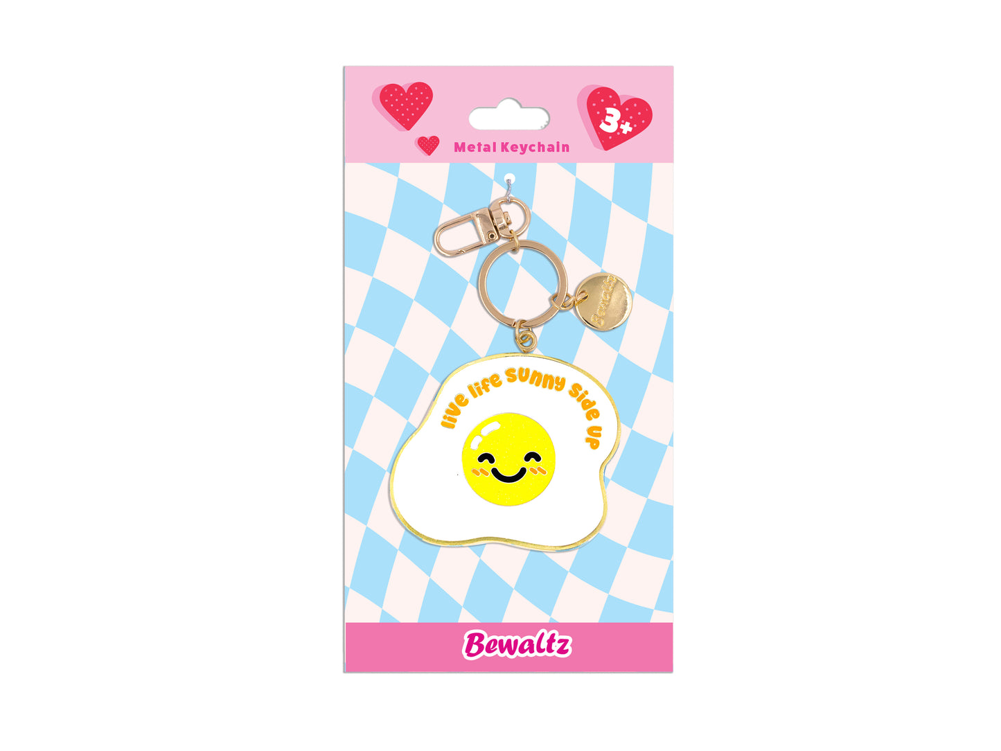 Glitter Metal Keychain -Sunny Eggy