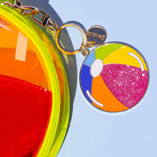 Glitter Metal Keychain-Beach Ball