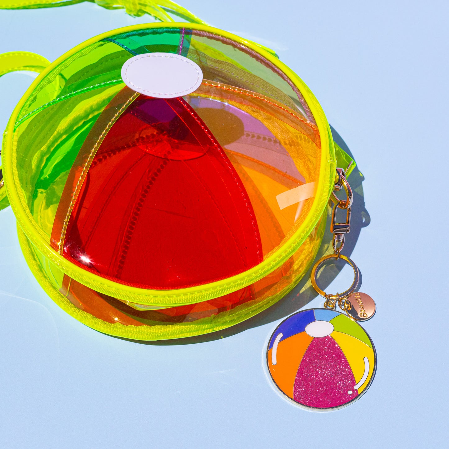 Glitter Metal Keychain-Beach Ball