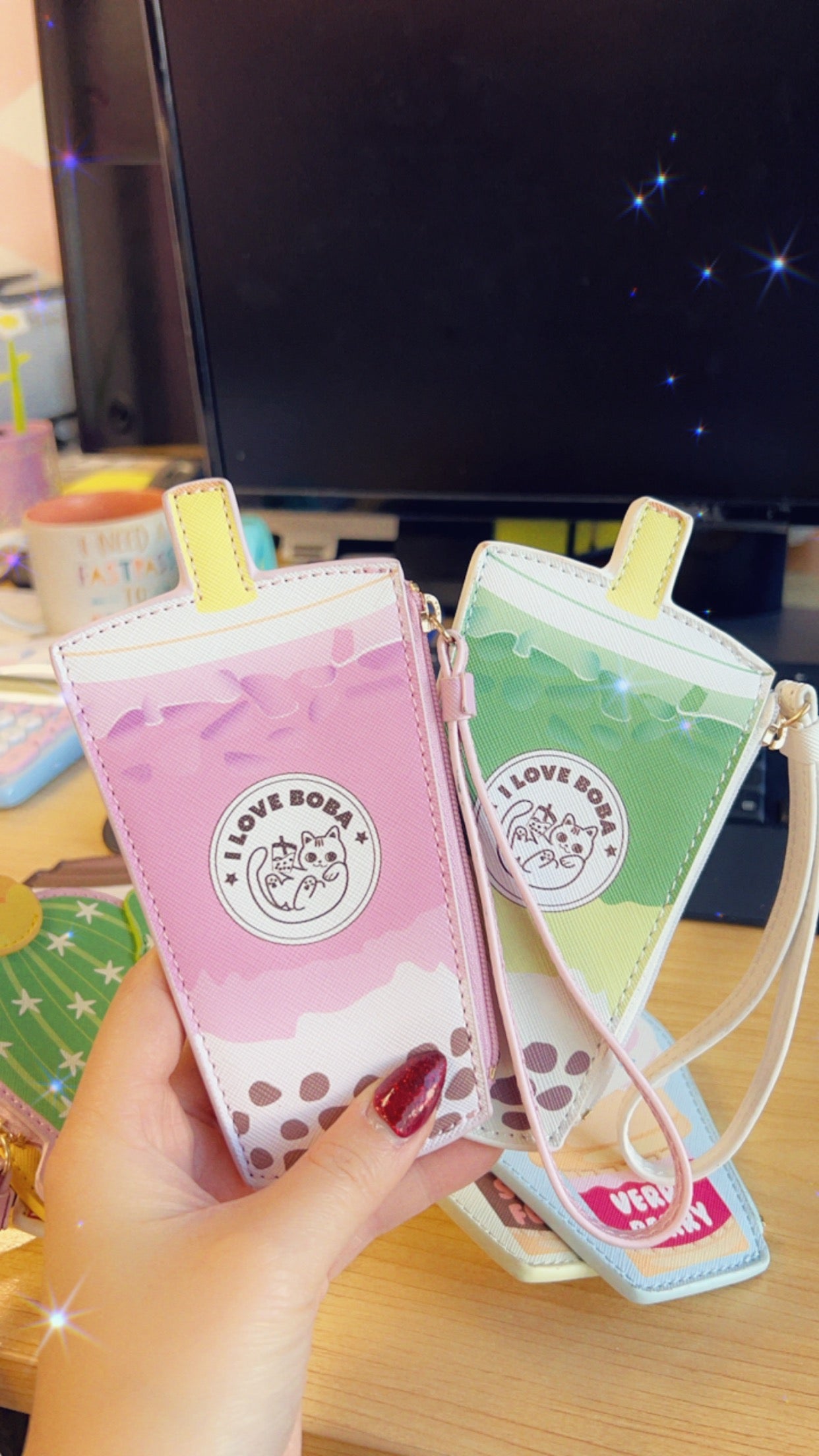 Novelty Wristlet - Taro Boba Milk Tea